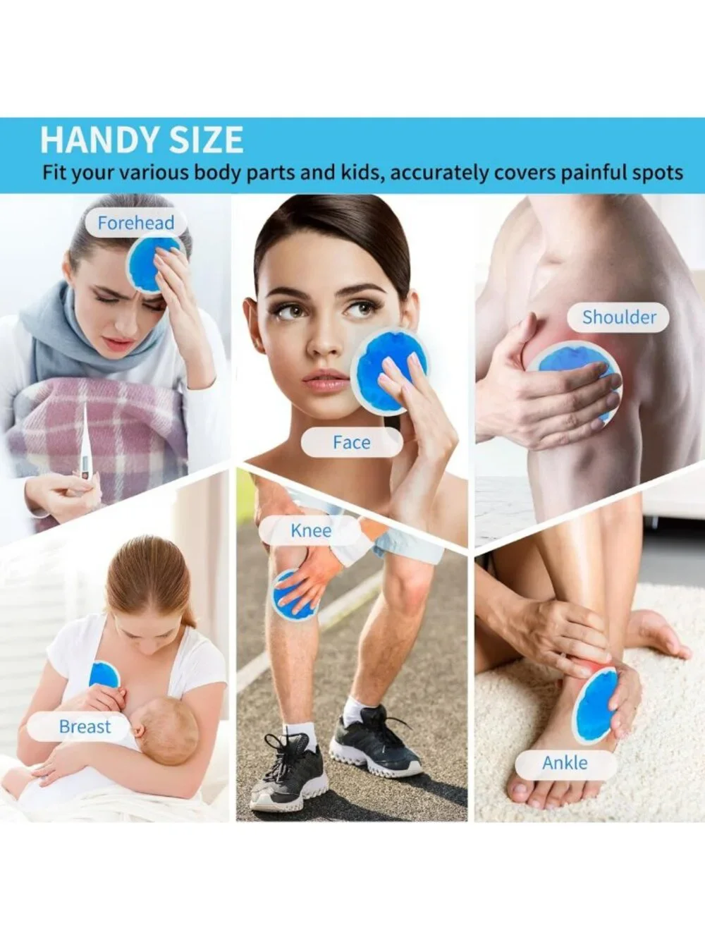 100 Reusable Small Ice Packs for Pain Relief - Hot & Cold Gel for Face, Neck